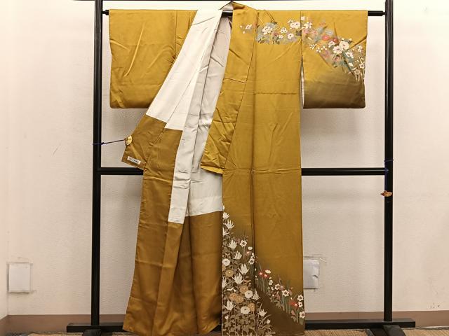 平和屋着物■訪問着　草花文　暈し染め　金彩　正絹　逸品　BAAW6557mz
