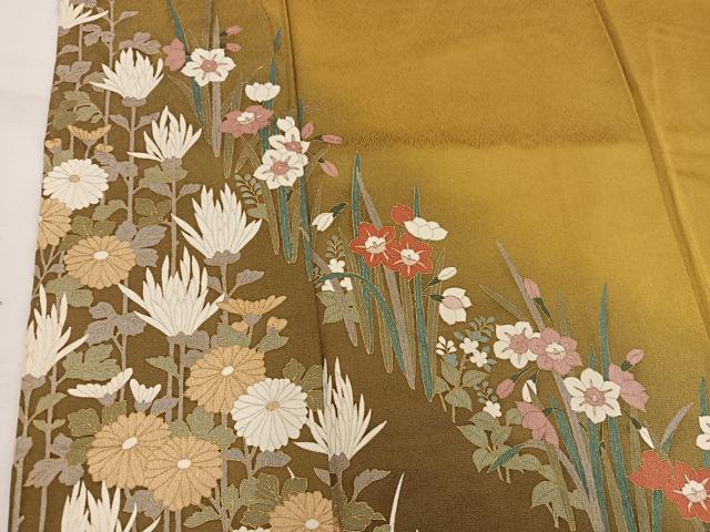 平和屋着物■訪問着　草花文　暈し染め　金彩　正絹　逸品　BAAW6557mz