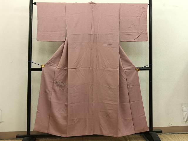 平和屋着物■無地絵羽訪問着　スワトウ刺繍　風景文　ときがら茶色　正絹　逸品　BAAW6558mz