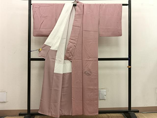 平和屋着物■無地絵羽訪問着　スワトウ刺繍　風景文　ときがら茶色　正絹　逸品　BAAW6558mz