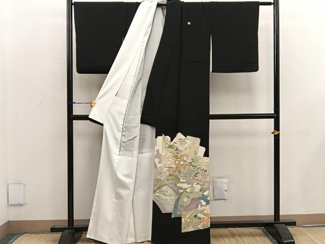 平和屋着物■豪華黒留袖　友禅　風景花文　正絹　逸品　BAAW6560mz
