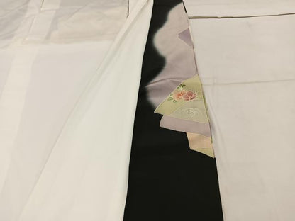 平和屋着物■豪華黒留袖　友禅　風景花文　正絹　逸品　BAAW6560mz