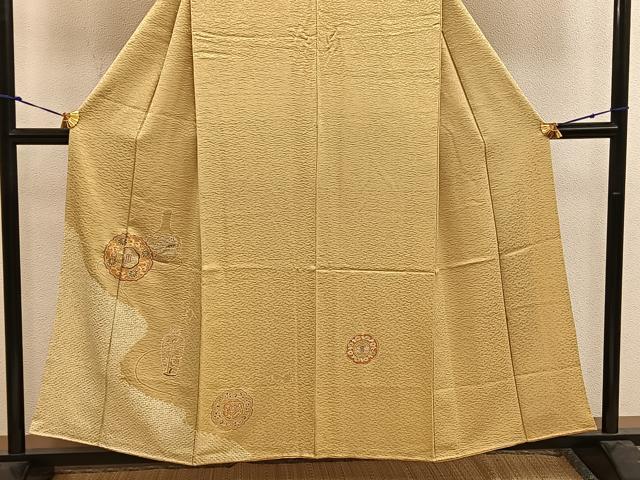 平和屋着物■訪問着　駒刺繍　絞り　陶器花文　正絹　逸品　BAAW6561mz