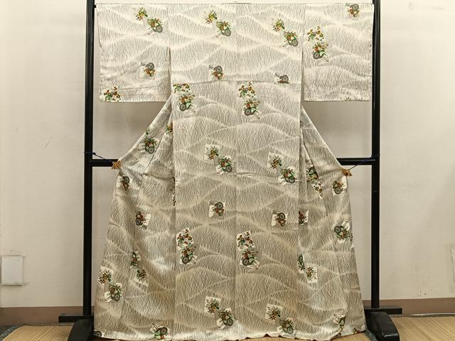 平和屋着物■上質な小紋　花車文　金彩　西武扱い　正絹　逸品　BAAW6566mz