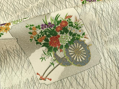 平和屋着物■上質な小紋　花車文　金彩　西武扱い　正絹　逸品　BAAW6566mz