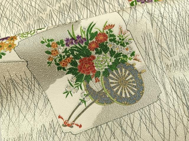 平和屋着物■上質な小紋　花車文　金彩　西武扱い　正絹　逸品　BAAW6566mz