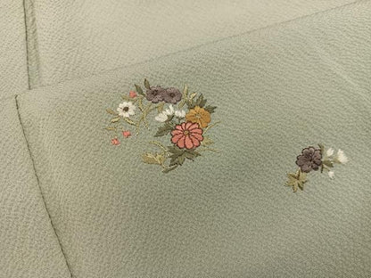 平和屋着物■訪問着　総刺繍　菊花文　金糸　正絹　逸品　BAAW6567mz