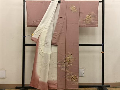 平和屋着物■訪問着　御所車花文　金彩　正絹　逸品　BAAW6569mz