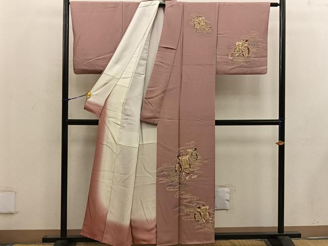平和屋着物■訪問着　御所車花文　金彩　正絹　逸品　BAAW6569mz