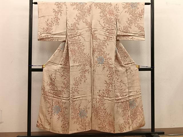 平和屋着物■上質な小紋　草花文　銀糸　正絹　逸品　BAAW6571mz