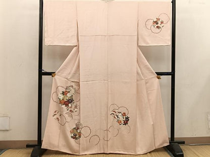 平和屋着物■訪問着　刺繍　雪輪牡丹花文　金彩　正絹　逸品　BAAW6572mz