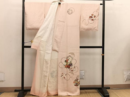 平和屋着物■訪問着　刺繍　雪輪牡丹花文　金彩　正絹　逸品　BAAW6572mz