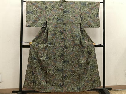 平和屋着物■本場大島紬 7マルキ 樹林風景文 正絹 逸品 BAAW6575mz