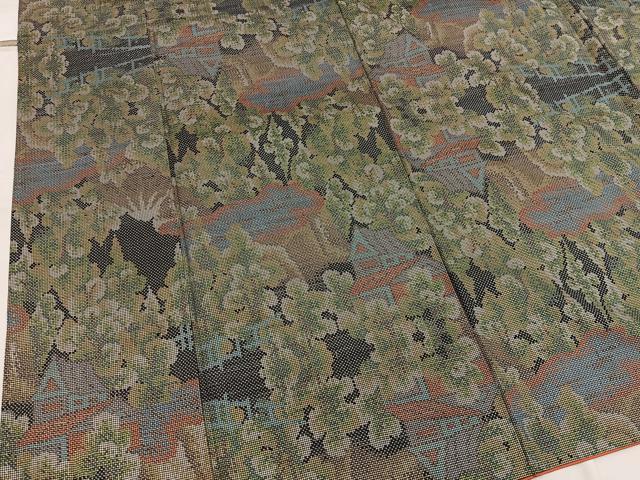 平和屋着物■本場大島紬 7マルキ 樹林風景文 正絹 逸品 BAAW6575mz