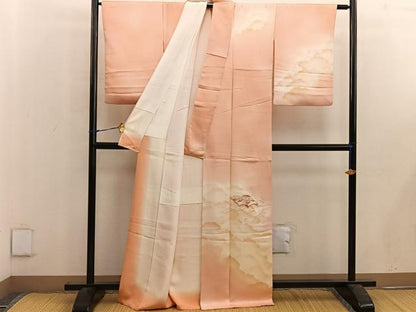 平和屋着物■訪問着　刺繍　冊子花文　暈し染め　正絹　逸品　BAAW6578mz