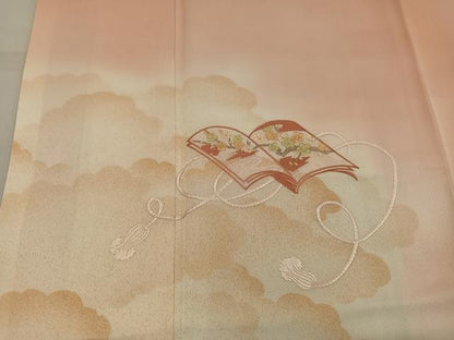 平和屋着物■訪問着　刺繍　冊子花文　暈し染め　正絹　逸品　BAAW6578mz