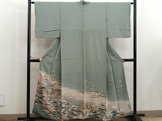 平和屋着物■高級染元　粋峰　林芳夫　京加賀友禅　色留袖　風景花文　暈し染め　正絹　逸品　BAAW6582mz