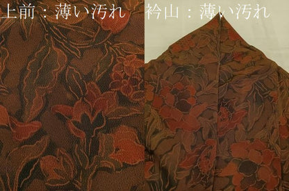 平和屋着物■上質な小紋　更紗花文　鬼しぼ縮緬　正絹　逸品　BAAW6586mz