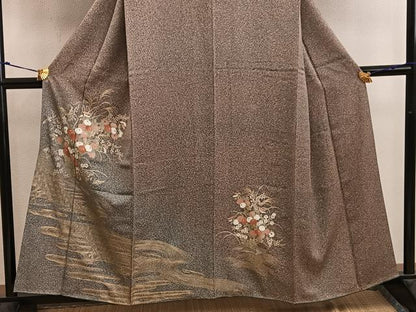 平和屋着物■訪問着　菊花文　たたき染め　金彩　正絹　逸品　BAAW6594mz