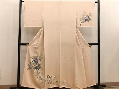 平和屋着物■訪問着　友禅　扇面枝花文　正絹　逸品　BAAW6608mz