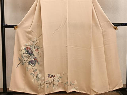 平和屋着物■訪問着　友禅　扇面枝花文　正絹　逸品　BAAW6608mz