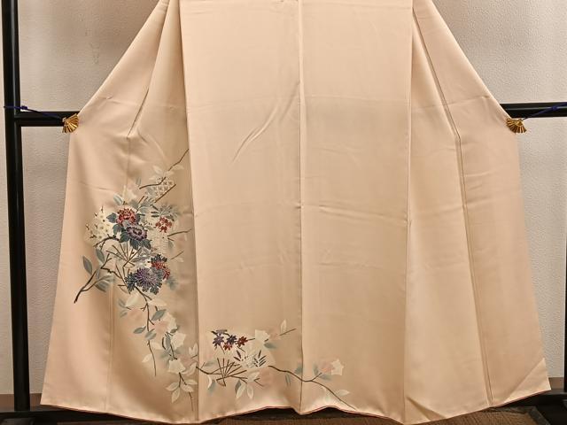 平和屋着物■訪問着　友禅　扇面枝花文　正絹　逸品　BAAW6608mz