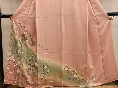 平和屋着物■訪問着　地紙重ね花文　暈し染め　金彩　正絹　逸品　BAAW6614mz