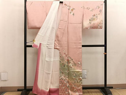 平和屋着物■訪問着　地紙重ね花文　暈し染め　金彩　正絹　逸品　BAAW6614mz