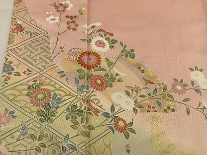 平和屋着物■訪問着　地紙重ね花文　暈し染め　金彩　正絹　逸品　BAAW6614mz