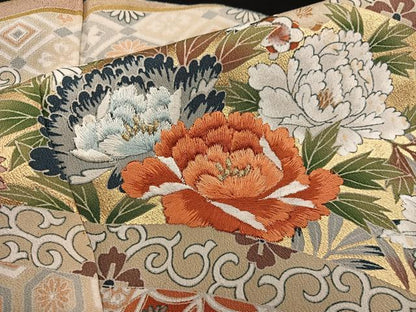 平和屋着物■豪華黒留袖 刺繍 牡丹花文 金彩 正絹 逸品 BAAW6620mz