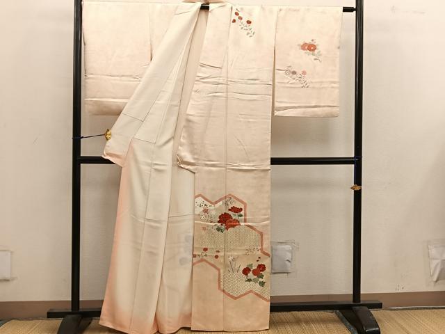平和屋着物■訪問着　亀甲牡丹花文　金彩　正絹　逸品　BAAW6629mz