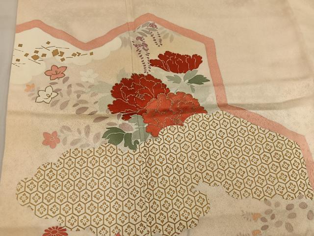 平和屋着物■訪問着　亀甲牡丹花文　金彩　正絹　逸品　BAAW6629mz
