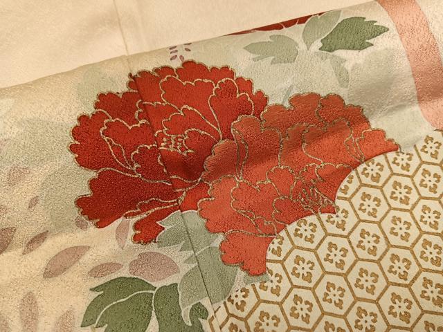 平和屋着物■訪問着　亀甲牡丹花文　金彩　正絹　逸品　BAAW6629mz