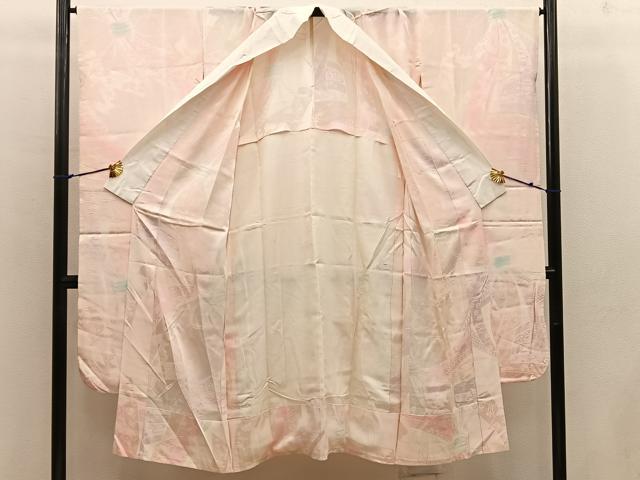 平和屋着物●振袖用長襦袢　無双仕立て　束ね熨斗飛鶴文　暈し染め　正絹　逸品　BAAW6637mz