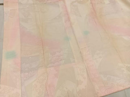 平和屋着物●振袖用長襦袢　無双仕立て　束ね熨斗飛鶴文　暈し染め　正絹　逸品　BAAW6637mz
