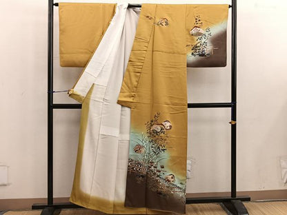 平和屋着物■訪問着　牡丹花文　暈し染め　金彩　正絹　逸品　BAAW6642mz