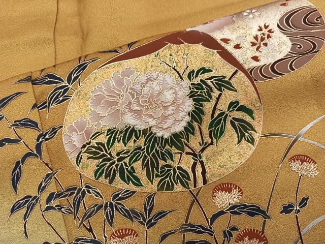 平和屋着物■訪問着　牡丹花文　暈し染め　金彩　正絹　逸品　BAAW6642mz