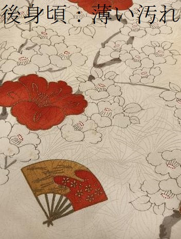 平和屋着物■上質な小紋　扇面枝椿　金彩　正絹　逸品　BAAW6646mz