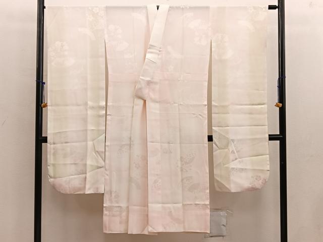 平和屋着物●振袖用長襦袢　無双仕立て　扇面花地紋　暈し染め　正絹　逸品　BAAW6649mz