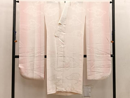 平和屋着物●振袖用長襦袢　無双仕立て　貝桶花文　暈し染め　正絹　逸品　BAAW6653mz