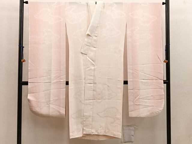 平和屋着物●振袖用長襦袢　無双仕立て　貝桶花文　暈し染め　正絹　逸品　BAAW6653mz