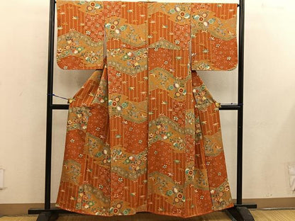平和屋着物■上質な小紋　草花文　金彩　正絹　逸品　BAAW6657mz