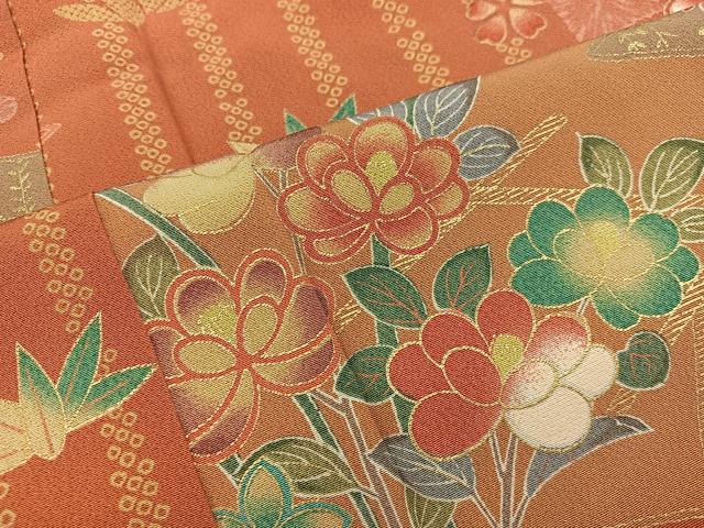 平和屋着物■上質な小紋　草花文　金彩　正絹　逸品　BAAW6657mz