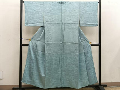 平和屋着物■上質な色無地　流水地紋　薄青色　正絹　逸品　BAAW6658mz