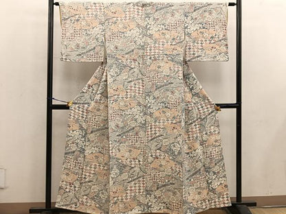 平和屋着物■上質な小紋　辻が花　鬼しぼ縮緬　正絹　逸品　BAAW6661mz