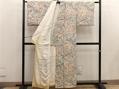 平和屋着物■上質な小紋　辻が花　鬼しぼ縮緬　正絹　逸品　BAAW6661mz
