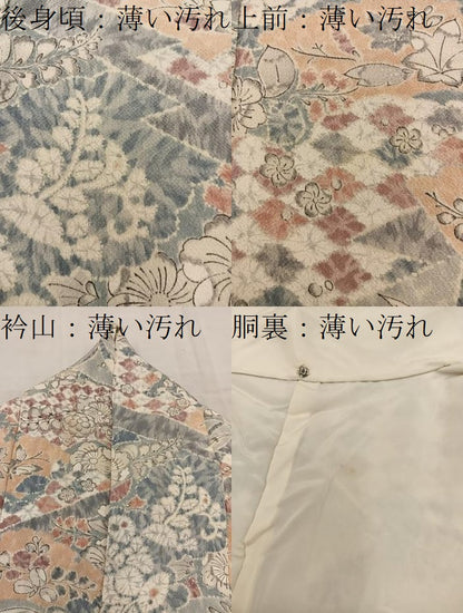 平和屋着物■上質な小紋　辻が花　鬼しぼ縮緬　正絹　逸品　BAAW6661mz