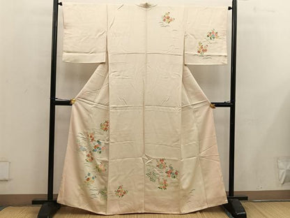 平和屋着物■訪問着　刺繍　菊花文　正絹　逸品　BAAW6677mz