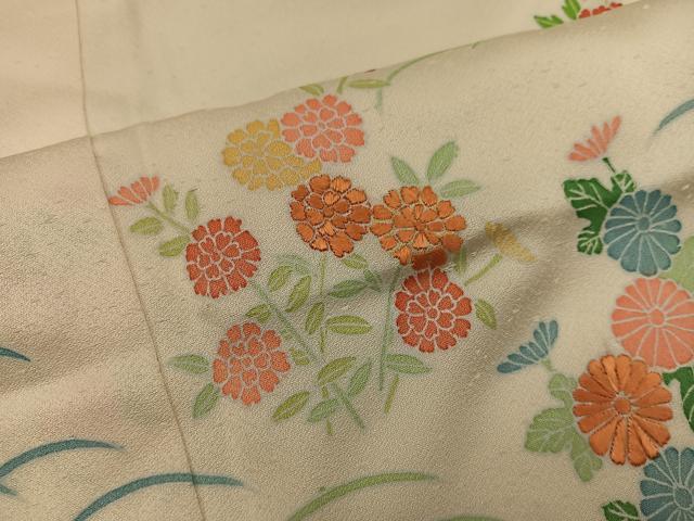 平和屋着物■訪問着　刺繍　菊花文　正絹　逸品　BAAW6677mz