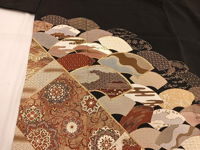 平和屋着物■豪華黒留袖　駒刺繍　地紙重ね青海波花文　金彩　正絹　逸品　BAAW6678mz